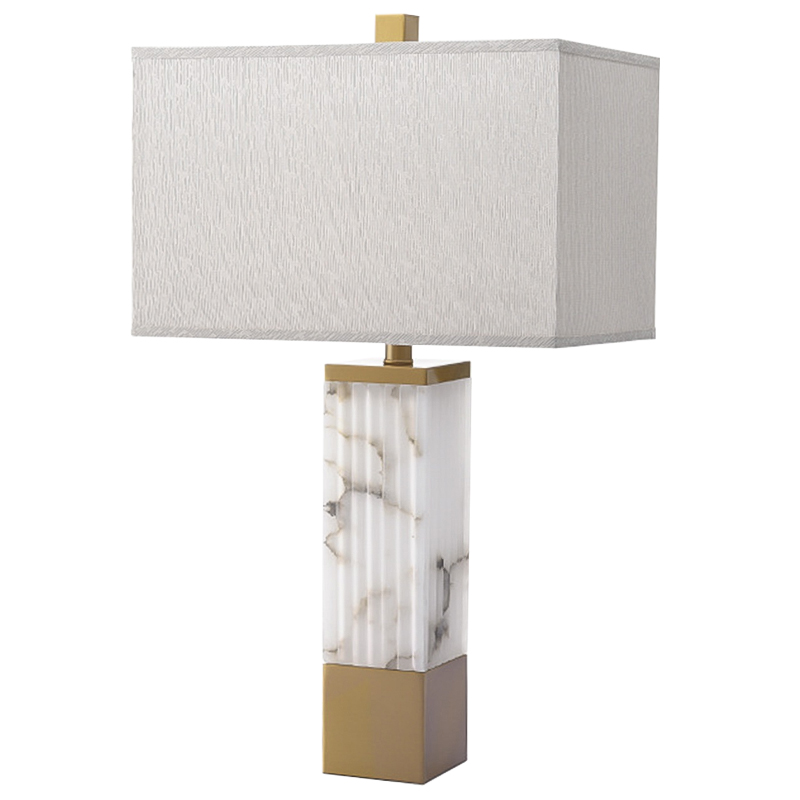 Настольная лампа Blanchefleur Marble Table Lamp Белый Мрамор Bianco Серый Латунь Настольная лампа Blanchefleur Marble Table Lamp Белый Мрамор Bianco Серый Латунь в Брянске | Loft Concept
