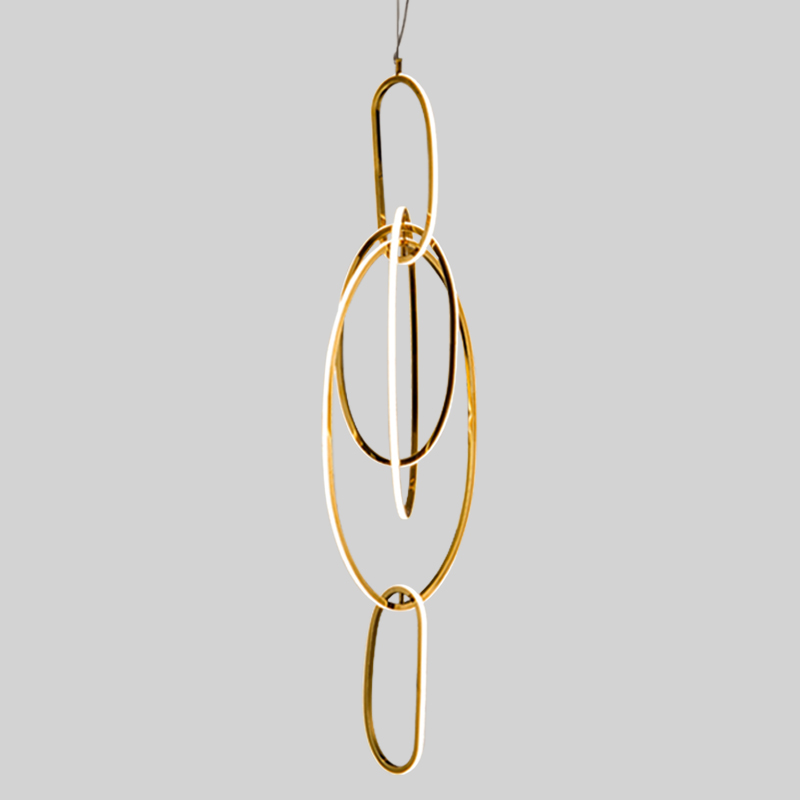 Люстра Vertical Gold Oval Rings Chandelier Золотой Люстра Vertical Gold Oval Rings Chandelier Золотой в Брянске | Loft Concept