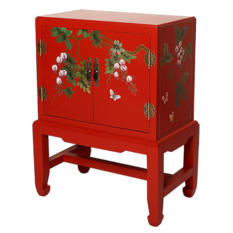 Красная Тумба в Китайском Стиле ручная роспись Бабочки и Ветвь Butterflies and Branch Nightstand Красный Красная Тумба в Китайском Стиле ручная роспись Бабочки и Ветвь Butterflies and Branch Nightstand Красный в Брянске | Loft Concept
