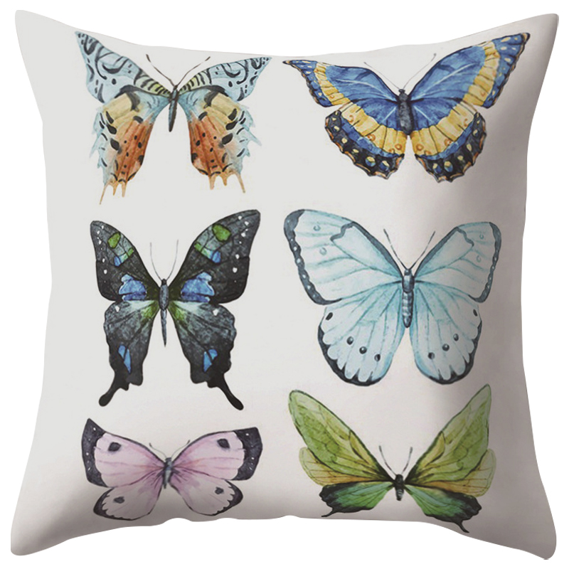 Декоративная подушка Six Butterflies Белый Мульти Декоративная подушка Six Butterflies Белый Мульти в Брянске | Loft Concept