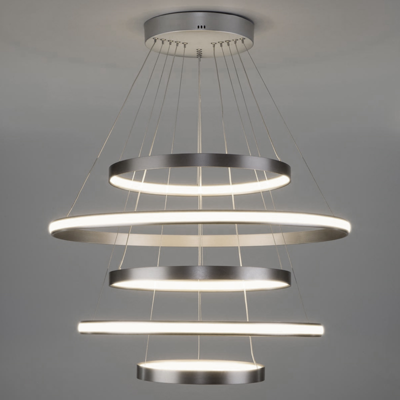 Люстра Light Ring  Vertical Silver 5 колец Никель Сатин в Брянске | Loft Concept 