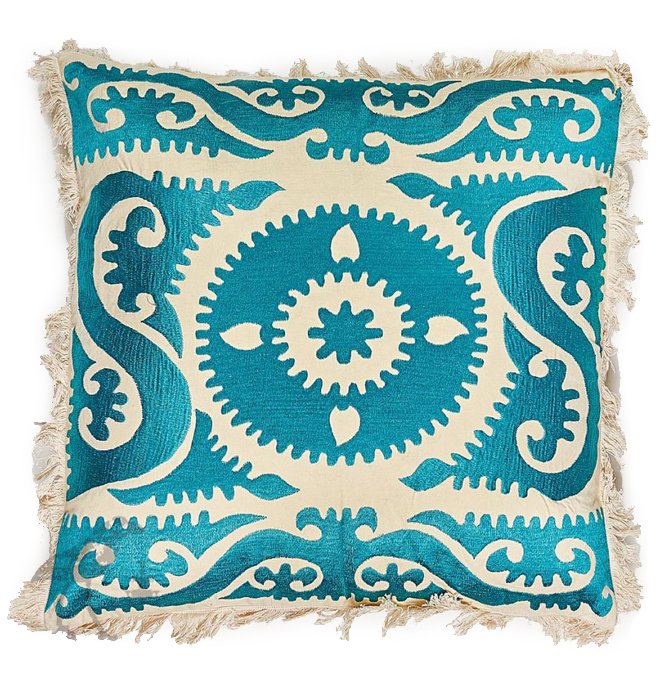 Подушка Turquoise Ornament Бирюзовый Белый Подушка Turquoise Ornament Бирюзовый Белый в Брянске | Loft Concept