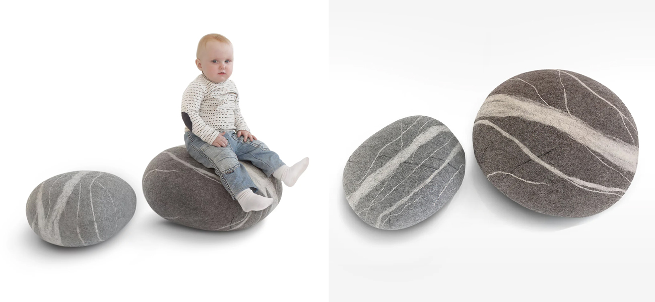 Пуфы - Камни KATSU из Валяной Шерсти Набор "Бонго" из 2-х штук - фото