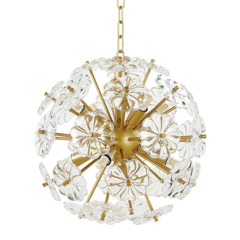 Люстра Glass Flowers Sputnik Chandelier D 32 матовое золото Прозрачное Стекло Люстра Glass Flowers Sputnik Chandelier D 32 матовое золото Прозрачное Стекло в Брянске | Loft Concept