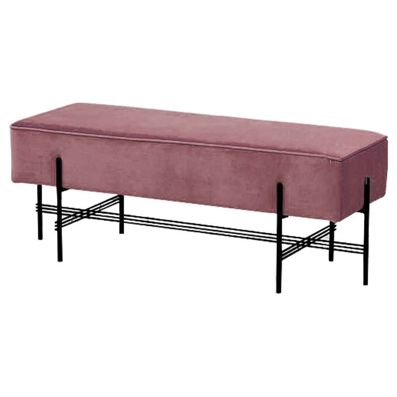 Банкетка розовая велюровая Sanjay Velour Banquet Pink Дымчатая Роза Черный в Брянске | Loft Concept 