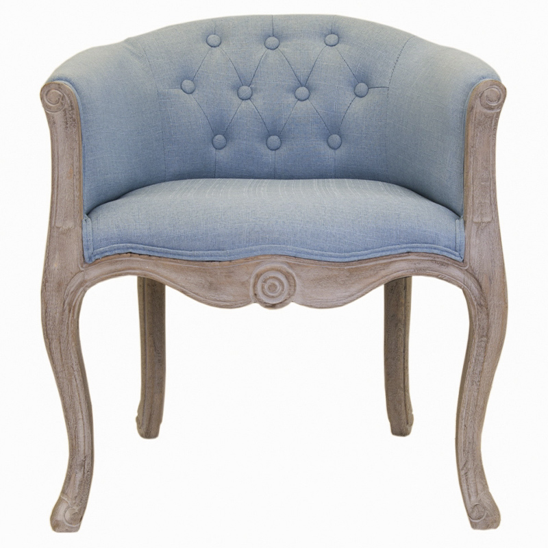 Кресло низкое в стиле прованс Louis French Armchair light blue flax Светло-голубой Бежево-серый Кресло низкое в стиле прованс Louis French Armchair light blue flax Светло-голубой Бежево-серый в Брянске | Loft Concept