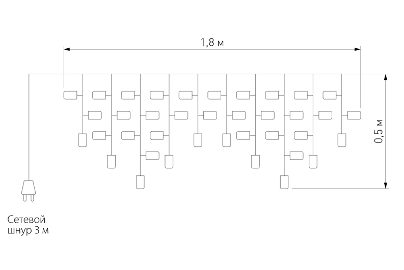 Гирлянда Бахрома с Цветными светодиодами в Брянске
