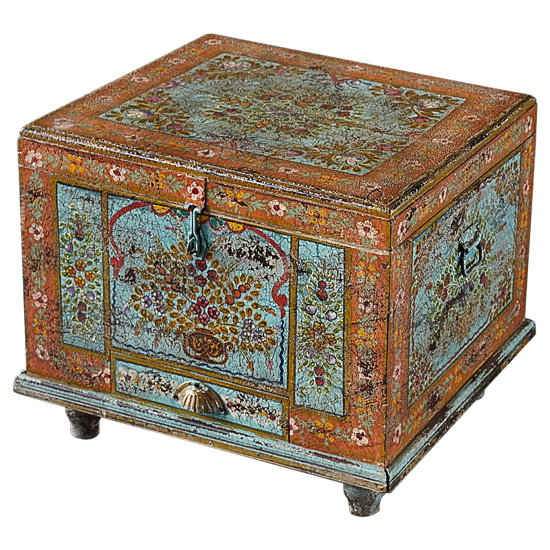 Сундук ручная роспись Harsh Antique Indian Painted Chest Мульти Бирюзовый Оранжевый Сундук ручная роспись Harsh Antique Indian Painted Chest Мульти Бирюзовый Оранжевый в Брянске | Loft Concept