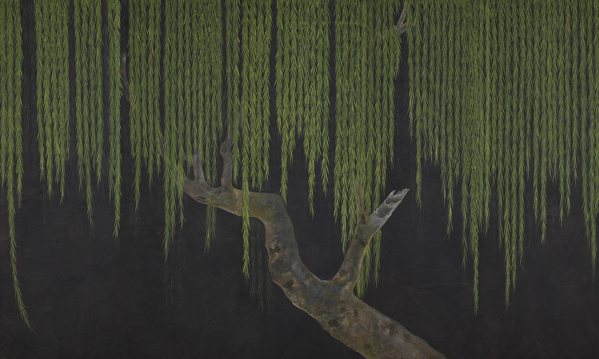 Обои ручная роспись Willow Original colourway on Edo Night painted silk Обои ручная роспись Willow Original colourway on Edo Night painted silk - постер Loft-Concept в Брянске