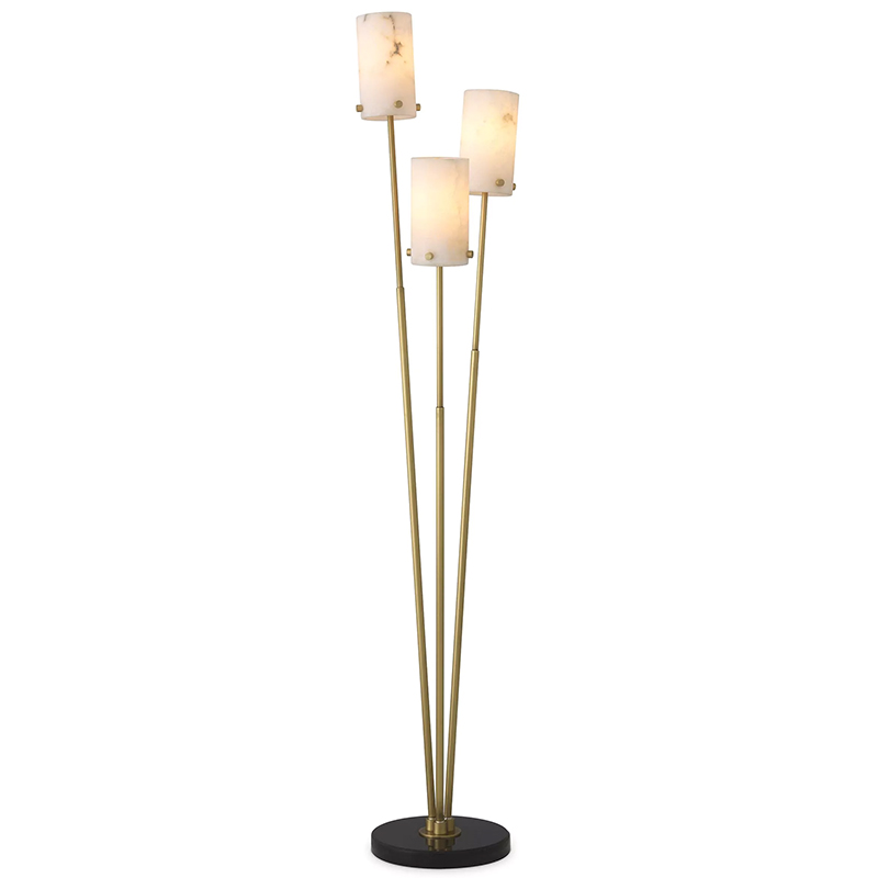Торшер Eichholtz Floor Lamp Rodolpho Латунь Бежевый Черный Мрамор Nero в Брянске | Loft Concept 