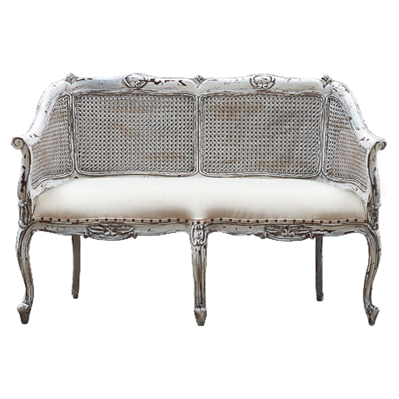 Диван Maria Antoinette Wicker Sofa Бежевый Белый винтажная патина Диван Maria Antoinette Wicker Sofa Бежевый Белый винтажная патина в Брянске | Loft Concept
