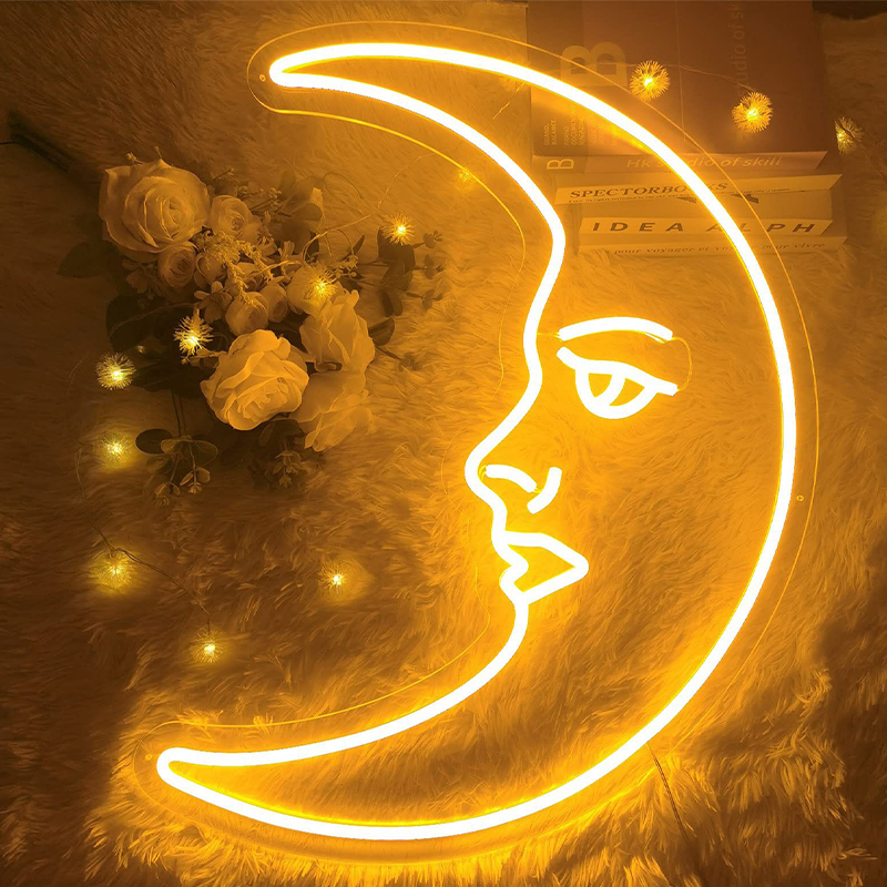 Неоновая настенная лампа Crescent Moon Neon Wall Lamp Прозрачный Желтый Неоновая настенная лампа Crescent Moon Neon Wall Lamp Прозрачный Желтый в Брянске | Loft Concept