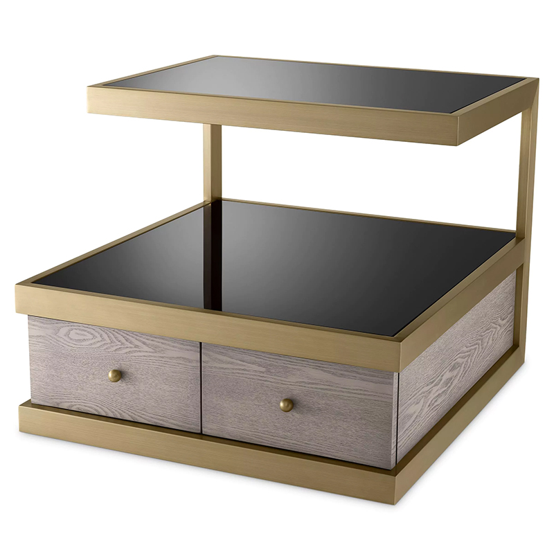 Приставной стол Eichholtz Side Table Kuboa Латунь Черный Gray oak Серый Дуб Приставной стол Eichholtz Side Table Kuboa Латунь Черный Gray oak Серый Дуб в Брянске | Loft Concept