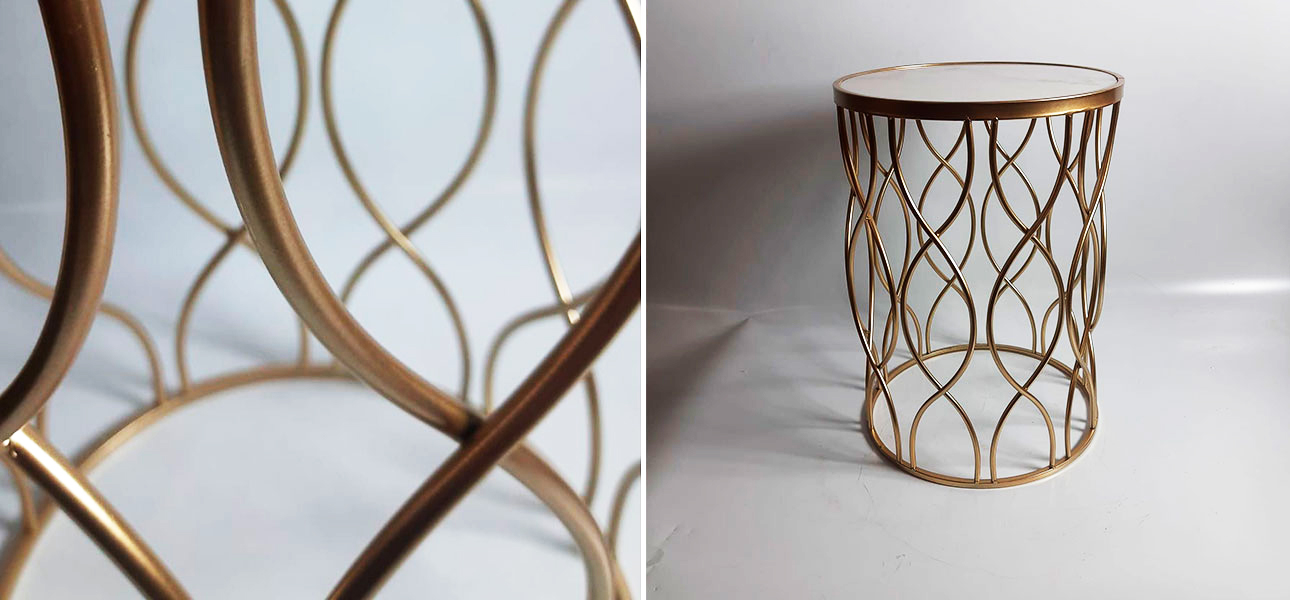 Столик с мраморной столешницей золотой Selena - фото