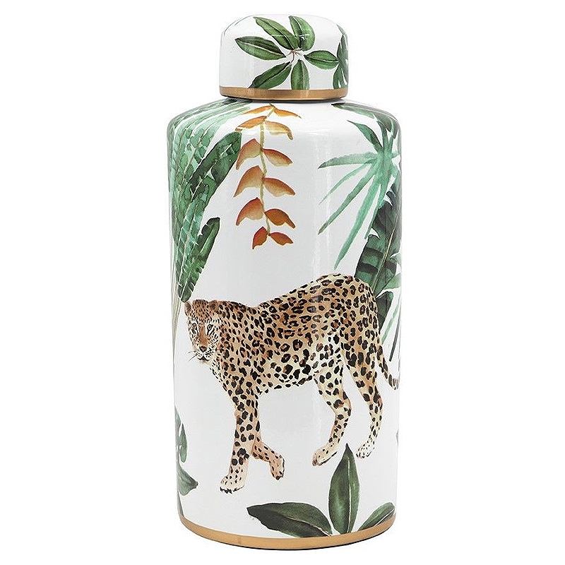 Ваза фарфоровая с ручной росписью Leopard Collection  Белый Мульти в Брянске | Loft Concept 