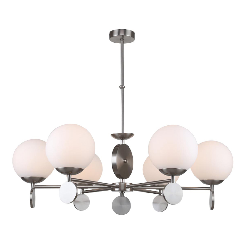 Люстра Kyran Nickel Chandelier 6 Никель Белый Люстра Kyran Nickel Chandelier 6 Никель Белый в Брянске | Loft Concept