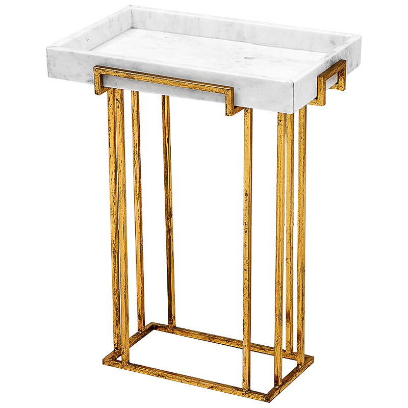 Приставной стол Eos Side Table Белый Винтажное Светлое Золото Приставной стол Eos Side Table Белый Винтажное Светлое Золото в Брянске | Loft Concept