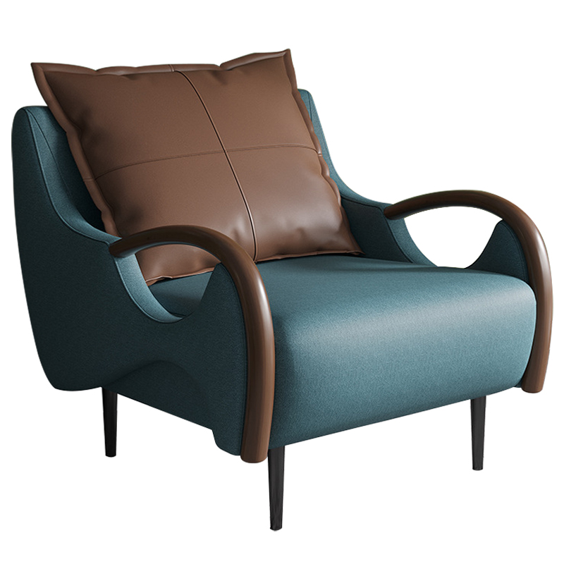 Кресло Oliwier Blue Armchair Синий Коричневый Кресло Oliwier Blue Armchair Синий Коричневый в Брянске | Loft Concept