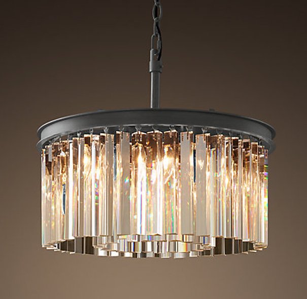Люстра RH Rhys Clear Glass Prism Round Chandelier 40 Черный Люстра RH Rhys Clear Glass Prism Round Chandelier 40 Черный в Брянске | Loft Concept