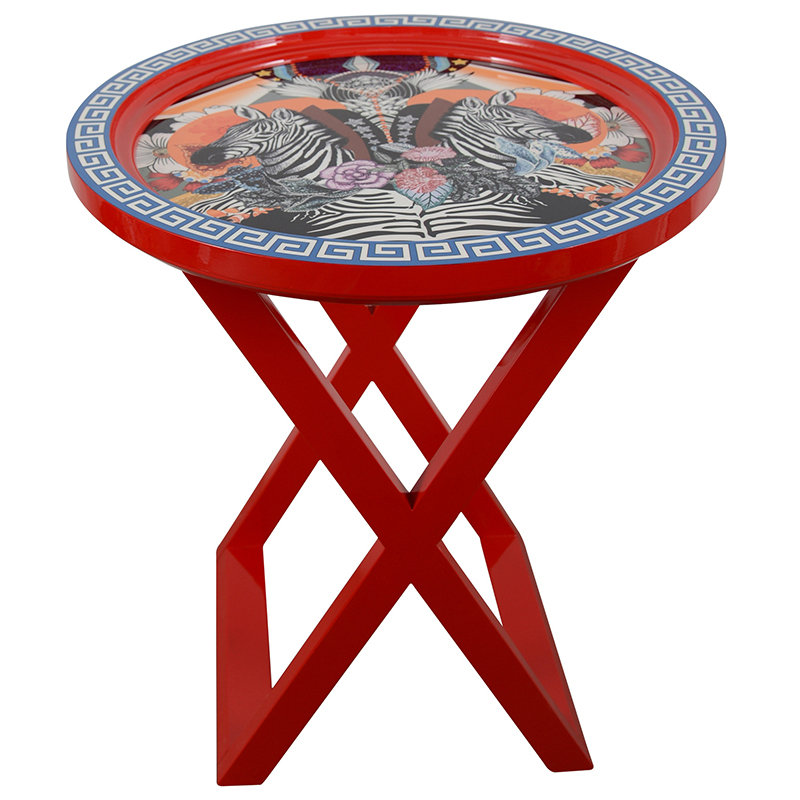 Приставной стол Zebras Painted Round Countertop Side Table Мульти Красный Приставной стол Zebras Painted Round Countertop Side Table Мульти Красный в Брянске | Loft Concept