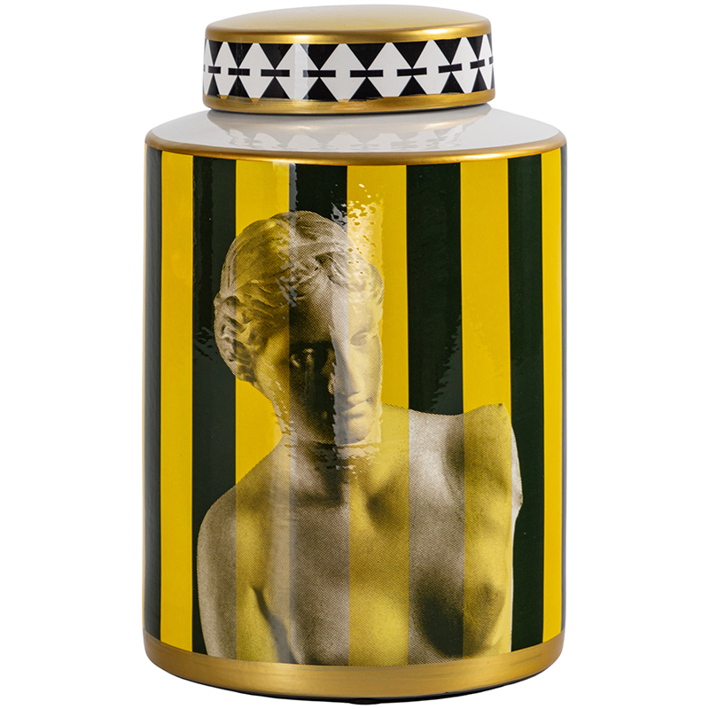 Ваза с крышкой Venus Yellow Black Vase Золотой Желтый Черный Черно-белый Ваза с крышкой Venus Yellow Black Vase Золотой Желтый Черный Черно-белый в Брянске | Loft Concept