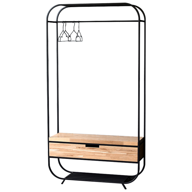 Рейл с выдвижным ящиком Ewing Industrial Metal Rust Clothes Rail Черный Светлый дуб Рейл с выдвижным ящиком Ewing Industrial Metal Rust Clothes Rail Черный Светлый дуб в Брянске | Loft Concept