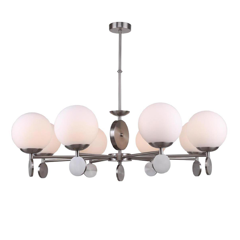 Люстра Kyran Nickel Chandelier 8 Никель Белый Люстра Kyran Nickel Chandelier 8 Никель Белый в Брянске | Loft Concept
