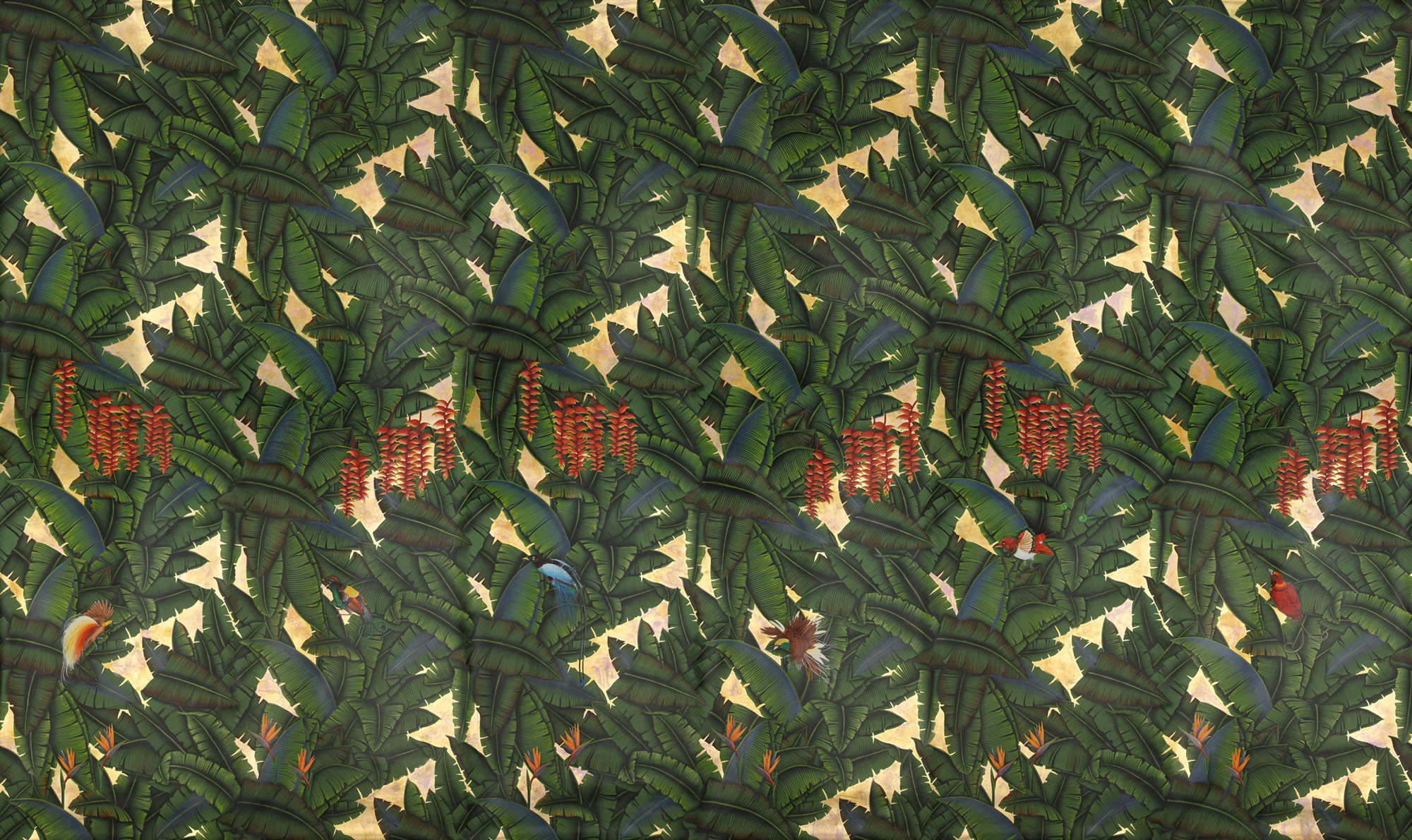 Обои ручная роспись Palms Gaugin on Deep Rich Gold gilded paper with pearlescent antiquing Обои ручная роспись Palms Gaugin on Deep Rich Gold gilded paper with pearlescent antiquing - постер Loft-Concept в Брянске