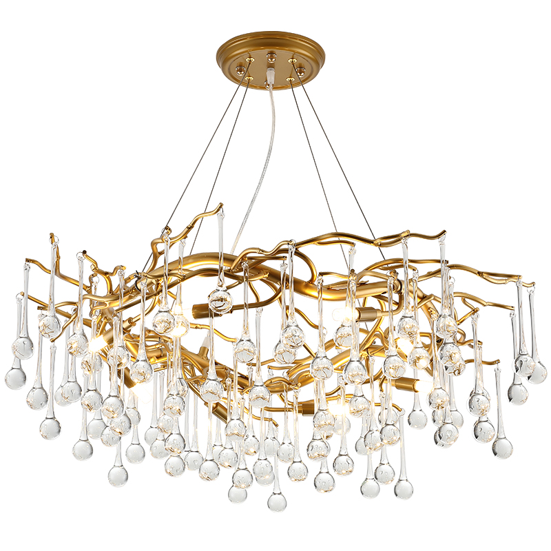 Люстра Droplet Chandelier 80 Золотой Прозрачное Стекло Люстра Droplet Chandelier 80 Золотой Прозрачное Стекло в Брянске | Loft Concept