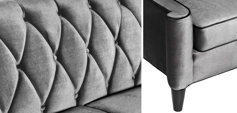 Диван Armen Living Barrister Gray Velvet Диван Armen Living Barrister Gray Velvet - Loft-Concept в Брянске