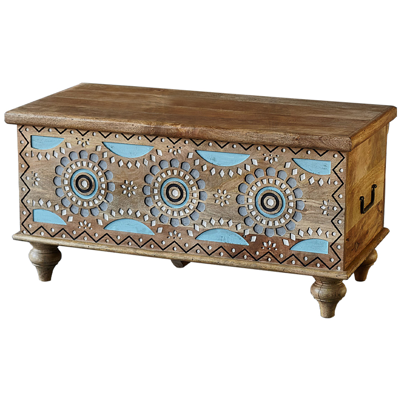Сундук резной Mitra Carved Wood Chest Голубой Коричневый Белый Сундук резной Mitra Carved Wood Chest Голубой Коричневый Белый в Брянске | Loft Concept