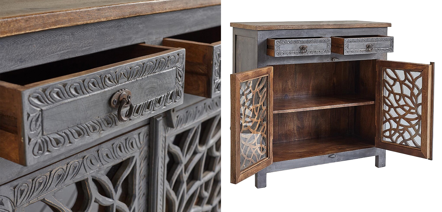 Комод Indian Antique White Furniture Chest of Drawers Rupa серый - фото