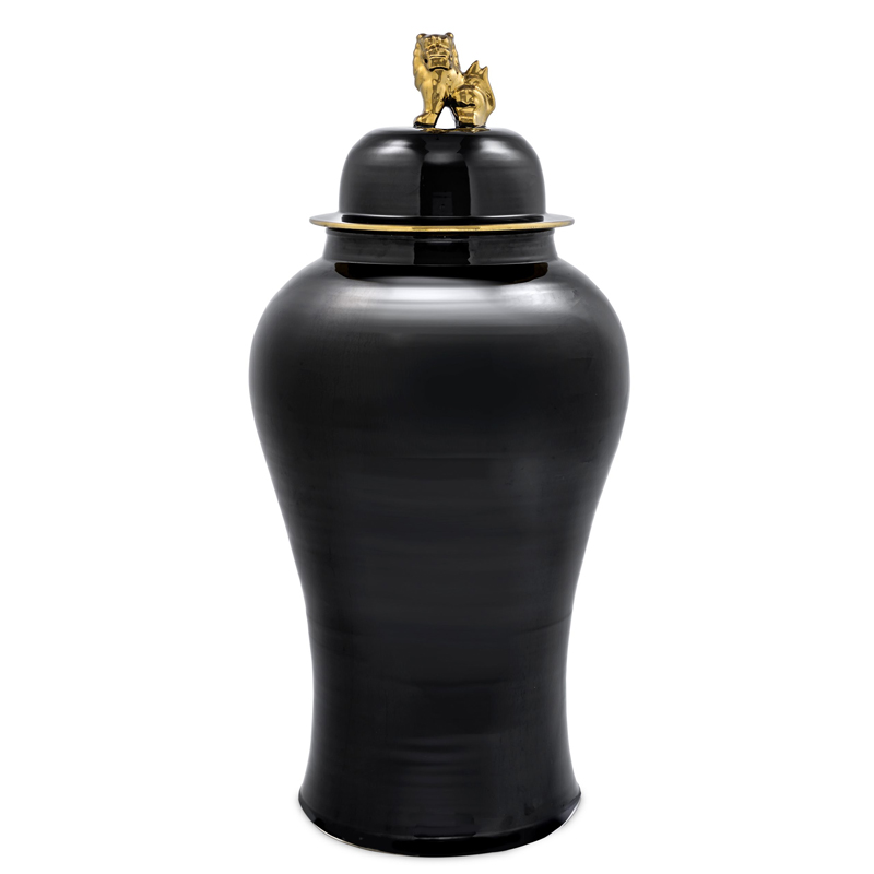 Ваза с крышкой Eichholtz Vase Golden Dragon L Черный Глянцевое золото Ваза с крышкой Eichholtz Vase Golden Dragon L Черный Глянцевое золото в Брянске | Loft Concept