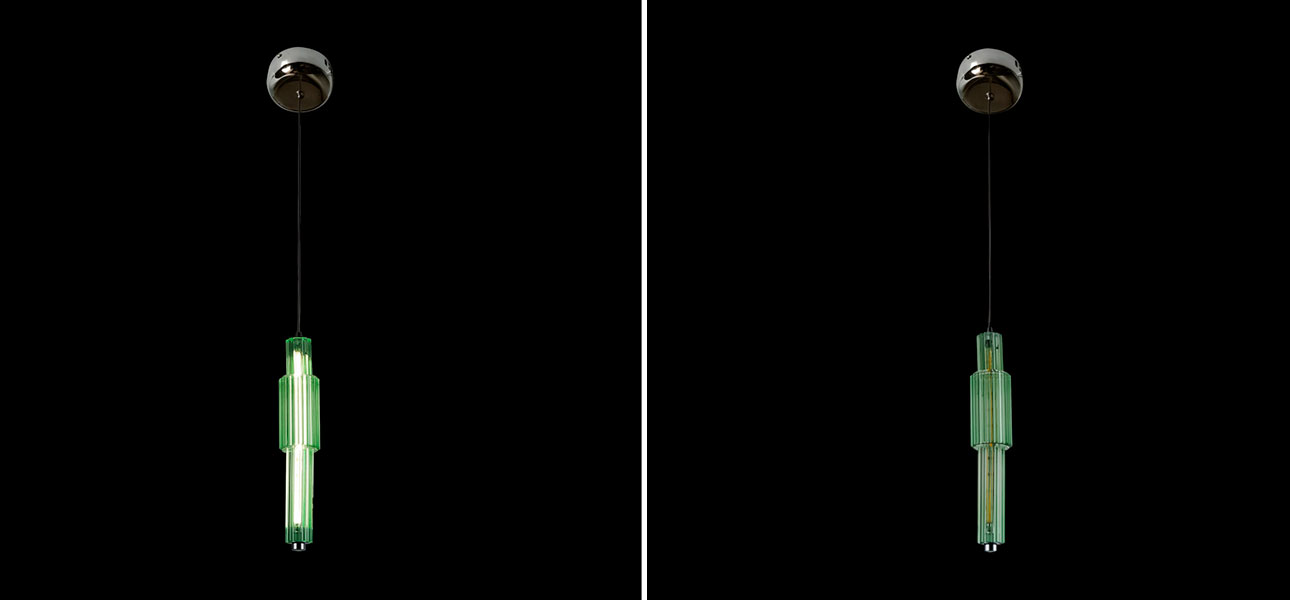 Светильник с вертикальным узким плафоном Fuse Crystal Green - фото №1