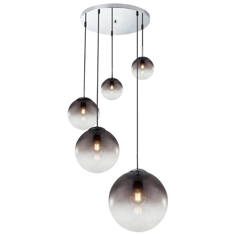 Люстра Ball Sunrise Pendant lamp smok 5 плафона Стекло Смок Хром Люстра Ball Sunrise Pendant lamp smok 5 плафона Стекло Смок Хром в Брянске | Loft Concept