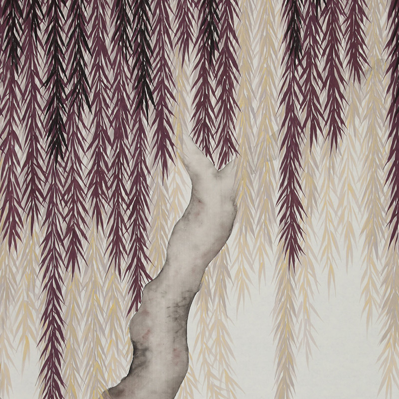Обои ручная роспись Willow Boysenberry on Bleached White dyed silk Обои ручная роспись Willow Boysenberry on Bleached White dyed silk в Брянске | Loft Concept