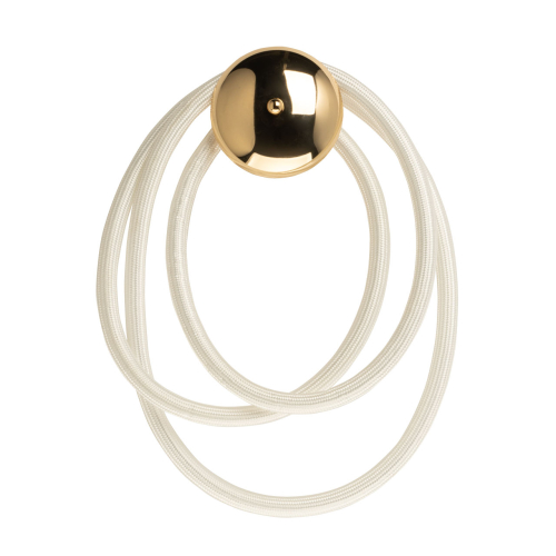 Бра с круглым золотистым основанием и белыми изогнутыми световыми линиями Luke Lampco Tracer Lamp Золотой в Брянске | Loft Concept 