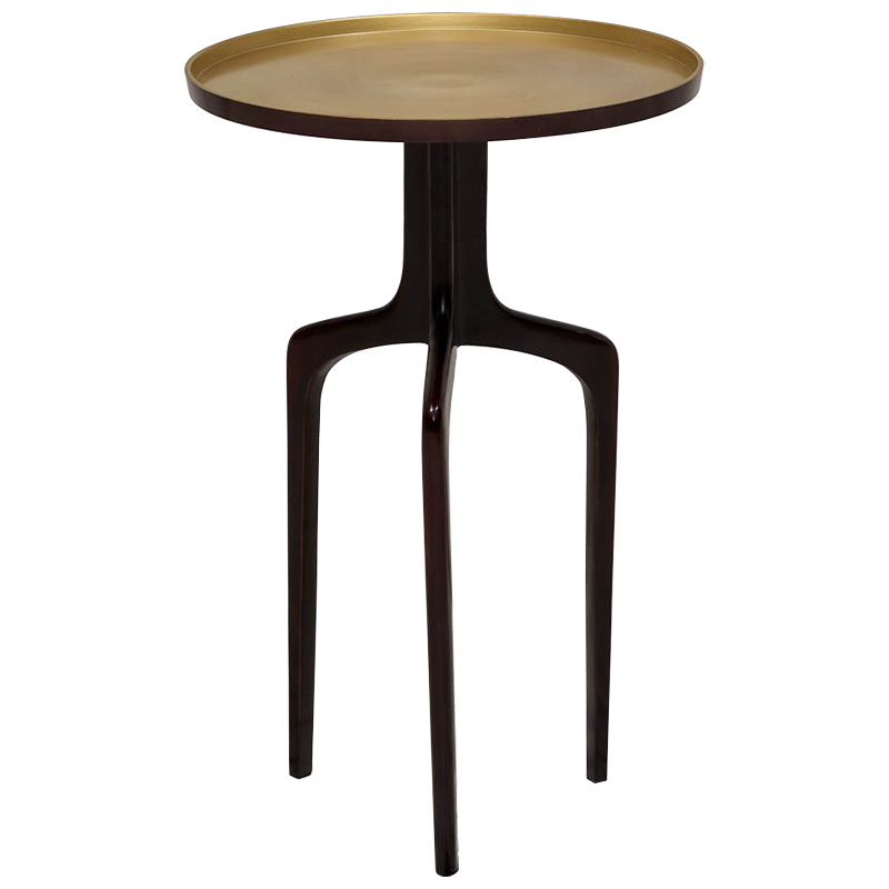 Приставной столик на трёх ножках Jose Tripod Coffee Table Коричневый Золотой Приставной столик на трёх ножках Jose Tripod Coffee Table Коричневый Золотой в Брянске | Loft Concept