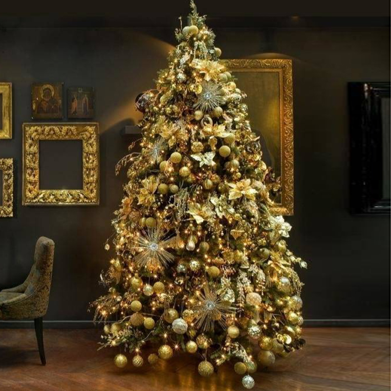 Дизайнерская Елка с Золотыми Новогодними игрушками Christmas Tree Golden Stars Золотой Зеленый Дизайнерская Елка с Золотыми Новогодними игрушками Christmas Tree Golden Stars Золотой Зеленый в Брянске | Loft Concept