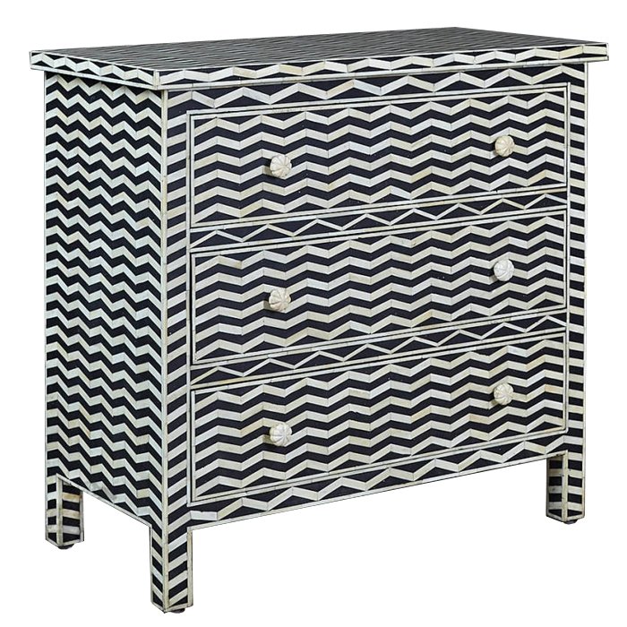 Комод инкрустация костью Inlaid Bone Chevron Белый Черный Комод инкрустация костью Inlaid Bone Chevron Белый Черный в Брянске | Loft Concept