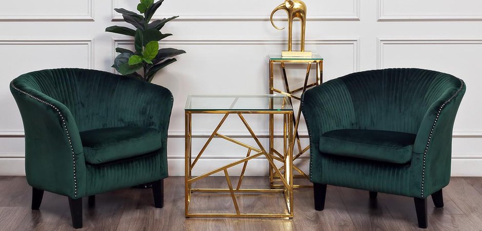 Приставной стол Serene Furnishing Gold Clear Glass Top Side Table Приставной стол Serene Furnishing Gold Clear Glass Top Side Table - Loft-Concept в Брянске