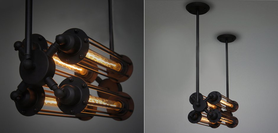 Подвесной светильник Loft Industrial Edison Cage Horizontal Quatro Подвесной светильник Loft Industrial Edison Cage Horizontal Quatro - Loft-Concept в Брянске