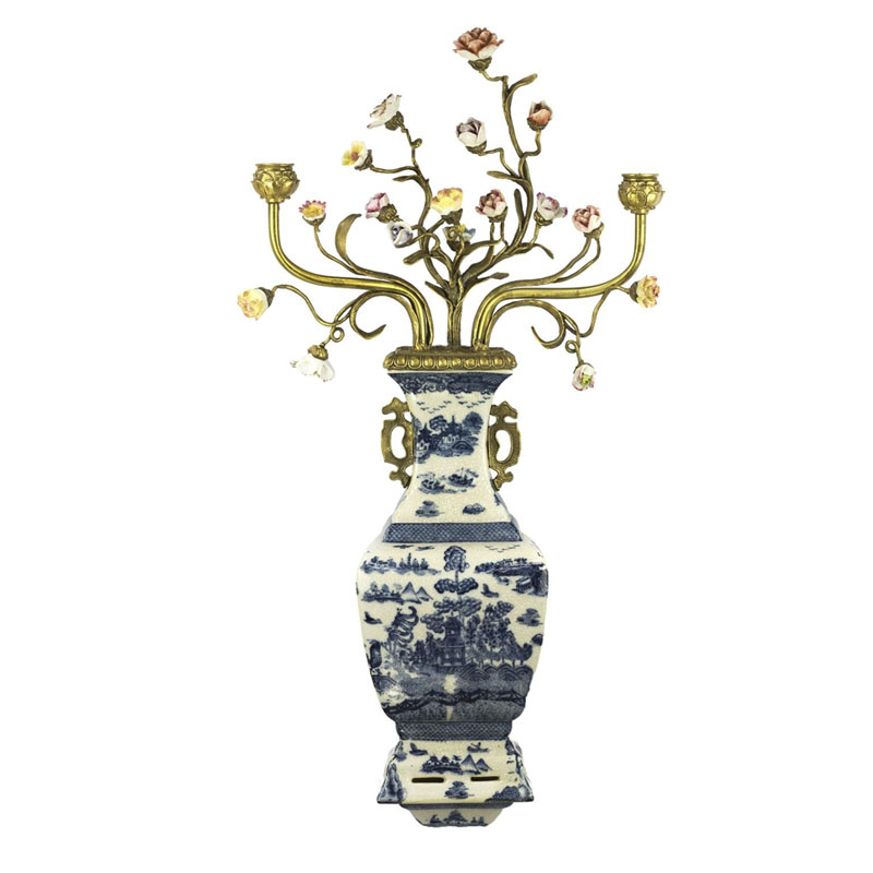 Подсвечник Flowers In A Vase Белый Синий Бронза Подсвечник Flowers In A Vase Белый Синий Бронза в Брянске | Loft Concept