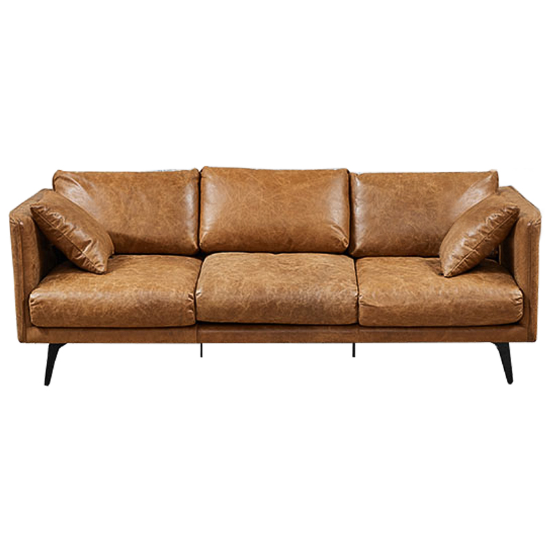 Диван Caramel Leather Triple Sofa Карамель Черный Диван Caramel Leather Triple Sofa Карамель Черный в Брянске | Loft Concept