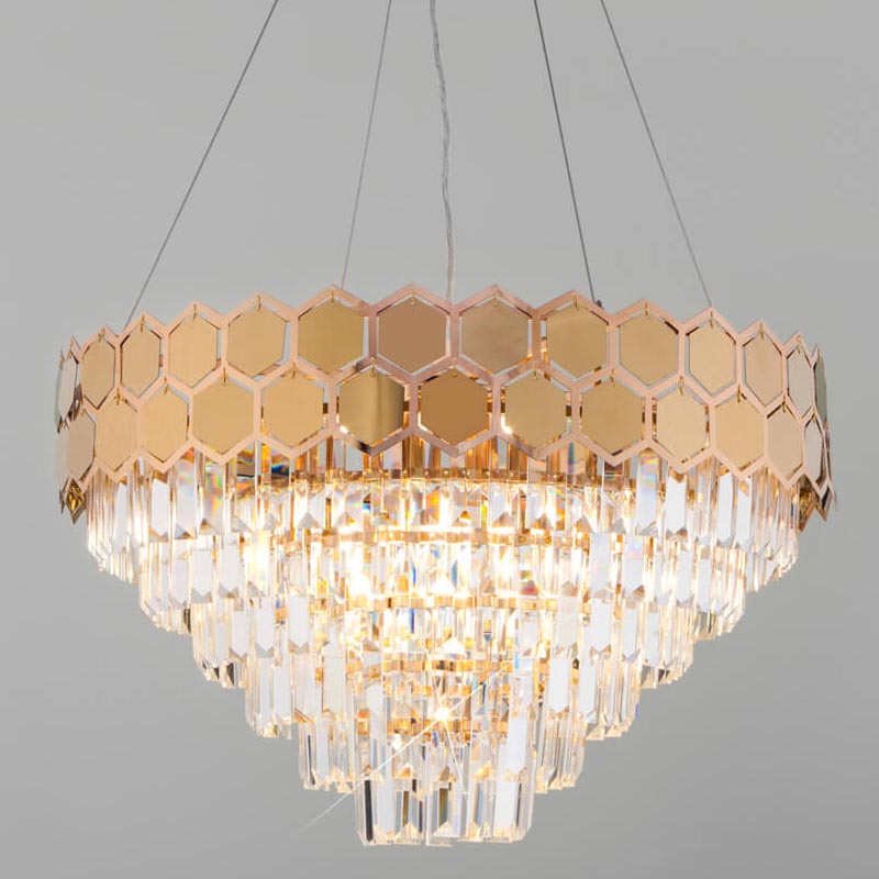 Люстра Hanging Hexagon Moira Chandelier gold Прозрачный (Transparent) Золотой Люстра Hanging Hexagon Moira Chandelier gold Прозрачный (Transparent) Золотой в Брянске | Loft Concept