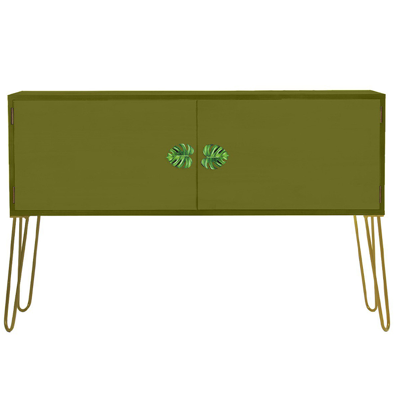 Комод длинный Monstera Green Chest of Drawers Зеленый Оливковый Комод длинный Monstera Green Chest of Drawers Зеленый Оливковый в Брянске | Loft Concept