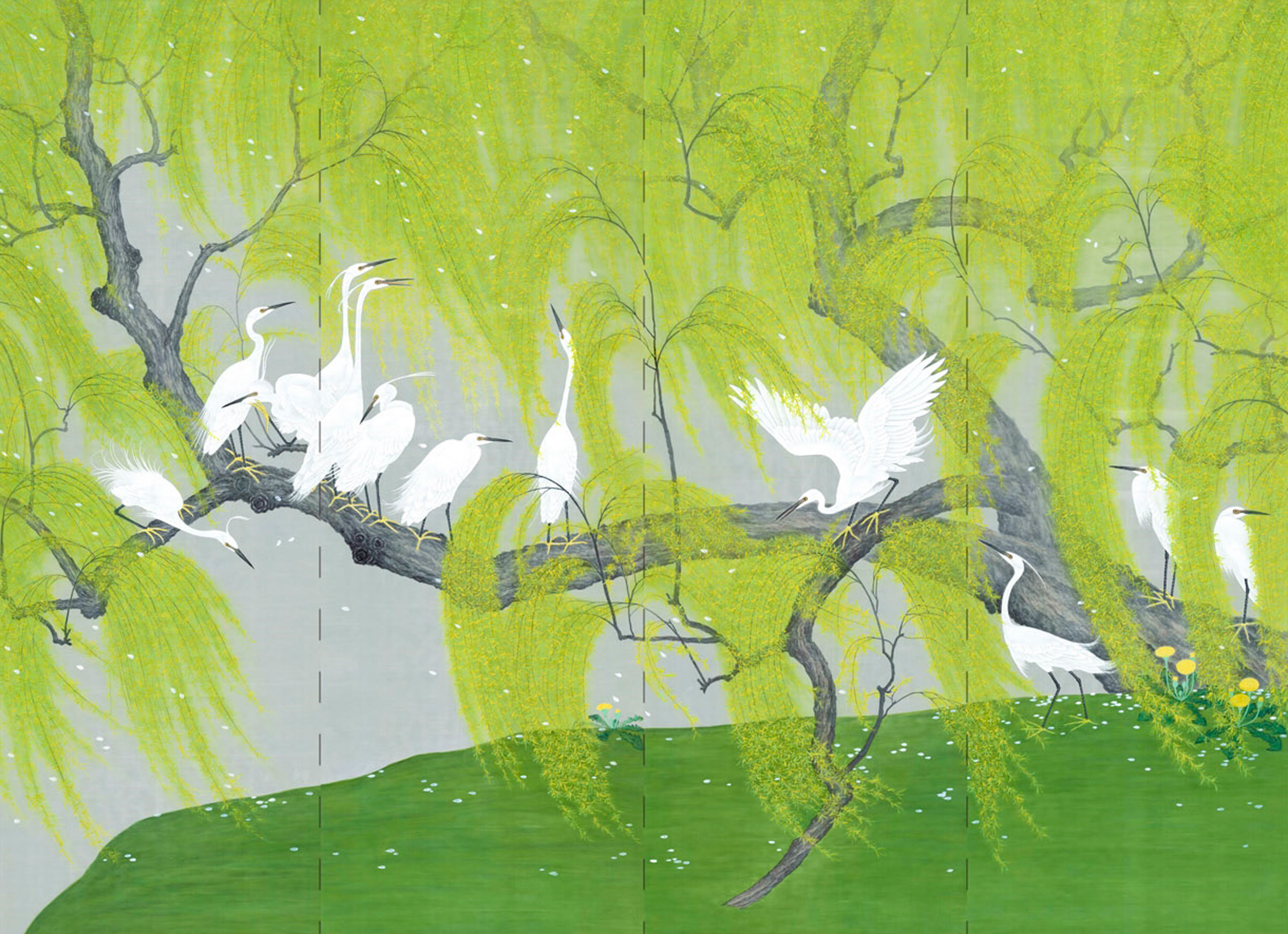 Обои ручная роспись Herons & Willows Spring Обои ручная роспись Herons & Willows Spring - постер Loft-Concept в Брянске