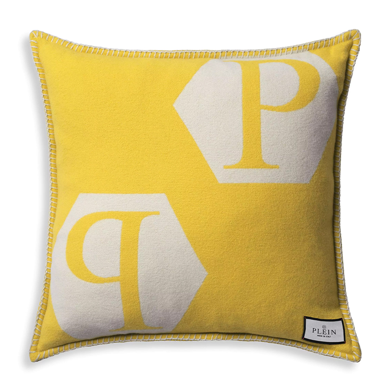 Подушка Philipp Plein Cushion Cashmere Yellow Желтый Белый в Брянске | Loft Concept 