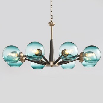 Люстра Thalia chandelier Blue glass Золотой Светло-голубой Черный Люстра Thalia chandelier Blue glass Золотой Светло-голубой Черный в Брянске | Loft Concept