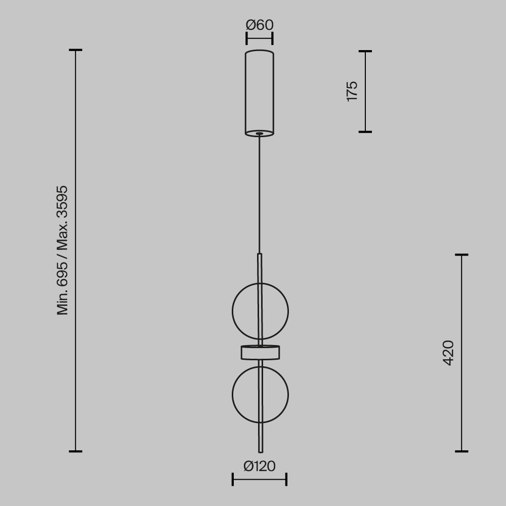 Подвесной светильник с плафоном из стекла с зеркальным градиентом Double Moon в Брянске